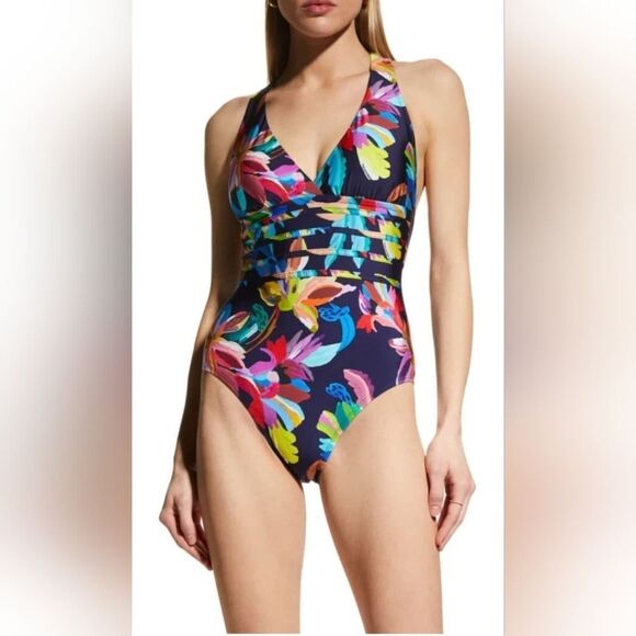 La Blanca The Sea Cross Multi-Strap Cross-Back One Piece NWOT Size 6 - Picture 1 of 5
